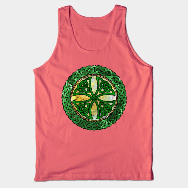 Green and Gold - Celtic Knot Shield Tank Top by Leroy Binks